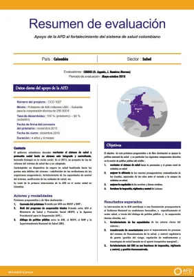 Resumen de evaluación - Apoyo de la AFD al fortalecimiento del sistema de salud colombiano