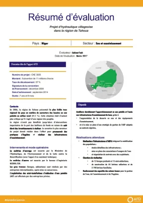 Résumé d'évaluation - Projet d’hydraulique villageoise dans la région de Tahoua, Niger