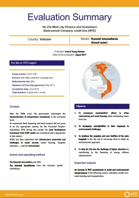 Evaluation Summary - Technical assistance for capacity building provided to Ho Chi Minh city Finance and Investment State-owned Company (HFIC)