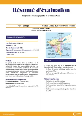 Résumé d'évaluation - Programme d'éclairage public de la ville de Dakar