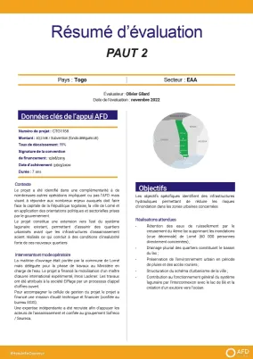 PAUT 2 - Réduire les risques d’inondation au Togo