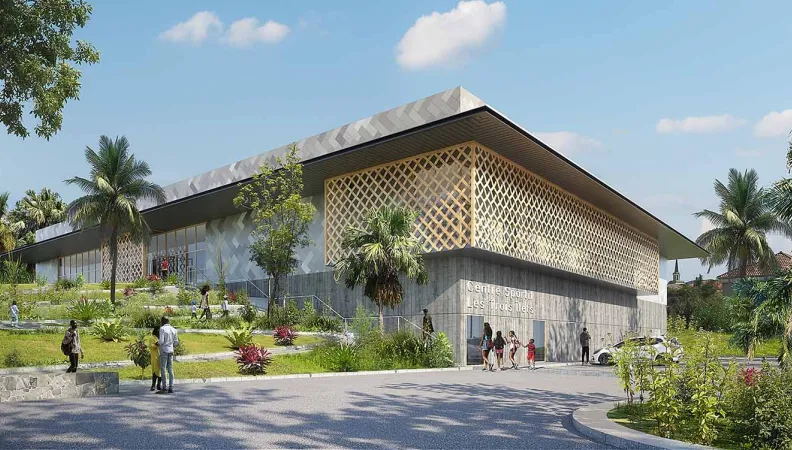 encourager la pratique sportive et favoriser une meilleure inclusion sociale, la ville des Trois-Ilets a décidé de réaliser un équipement multi-activités, ouvrage sportif couvert situé sur le front de mer