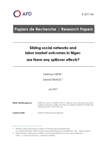 pr_48_Sibling social networks and labor market outcomes in Niger_Kuépié_Tenikue_couv