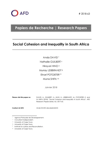 pr-63-social cohesion-inequality-South Africa-David-Guilbert-Hino-Leibbrandt-Potgiete_couv