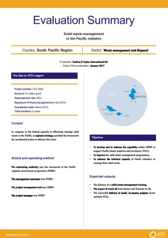 Evaluation Summary - Solid waste management in the Pacific initiative