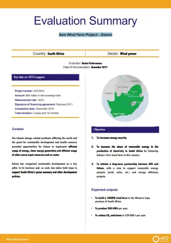 Evaluation Summary - Sere Wind Farm Project – Eskom