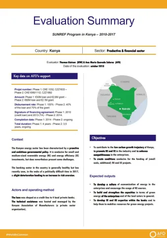 Résumé d'évaluation - Programme SUNREF au Kenya - 2010-2017