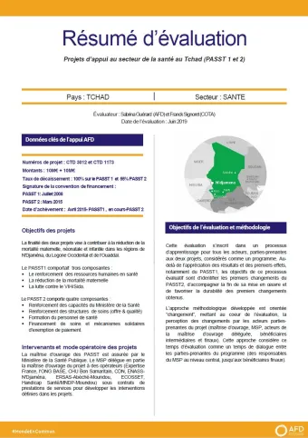 Résumé d'évaluation - Projets d’appui au secteur de la santé au Tchad (PASST 1 et 2)