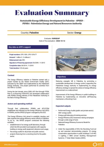 Evaluation Summary - Sustainable Energy Efficiency Development in Palestine – SPEED project