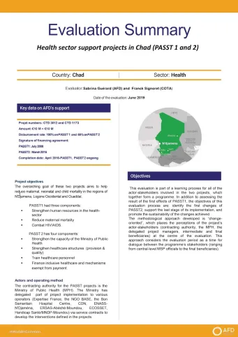 Evaluation Summary - Health Sector Support Projects in Chad (PASST 1 and 2)