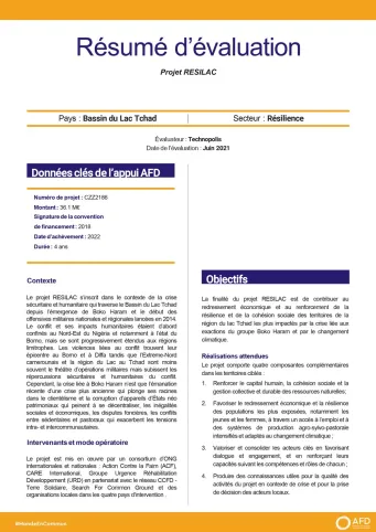 Résumé d'évaluation - Grappe de projets Minka 1 (CZZ2186, CLB1094, CCF1196, CZZ2361)