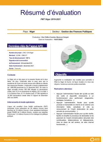 Résumé d'évaluation - Facilité multi-tranche (FMT) Burkina Faso et Niger CBF1345 et CNE1216