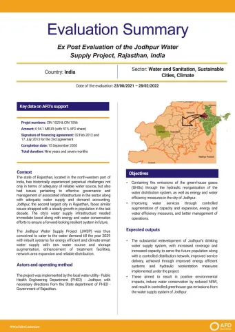 Evaluation Summary - The Jodhpur Water Supply Project, Rajasthan, India - CIN1029-1056
