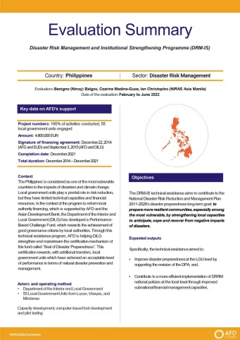 Evaluation Summary - Disaster Risk Management and Institutional Strengthening Programm (DRM-IS) in Philippines - CPH1026