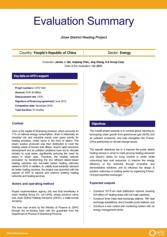 Evaluation Summary - Cluster of 5 District Heating Projects in China
