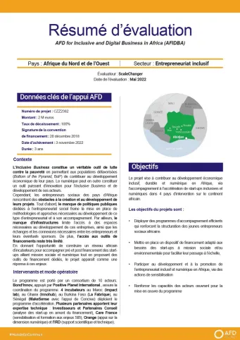 Projet AFD for Inclusive and Digital Business in Africa (AFIDBA), Afrique du Nord et de l’Ouest